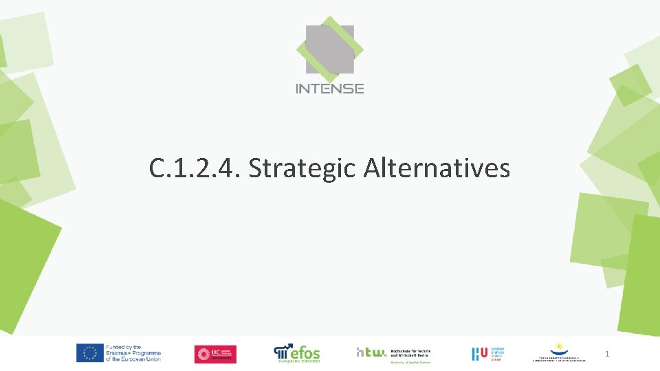 C. 1. 2. 4. Strategic Alternatives 1 C. 1. 2. 4. Strategic Alternatives 1