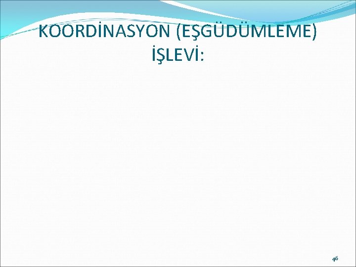 KOORDİNASYON (EŞGÜDÜMLEME) İŞLEVİ: 46 