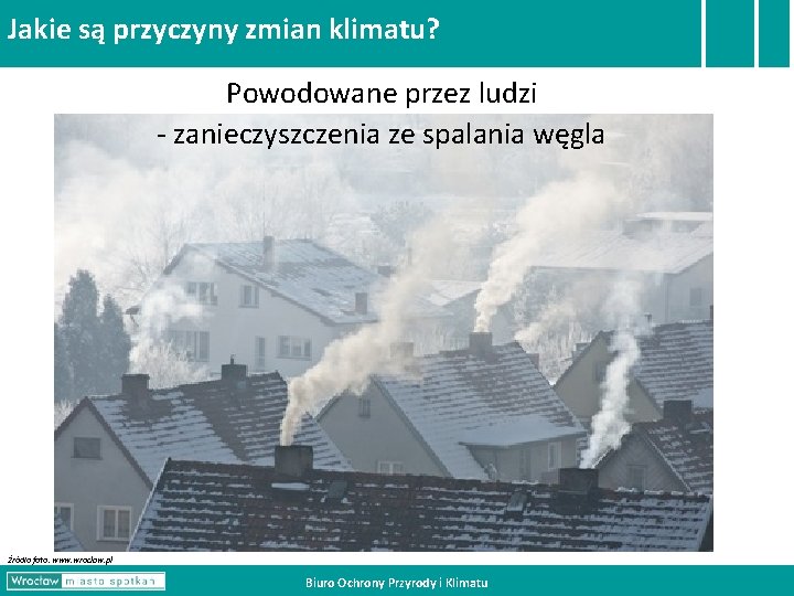 Jakie są przyczyny zmian klimatu? Powodowane przez ludzi - zanieczyszczenia ze spalania węgla Źródło