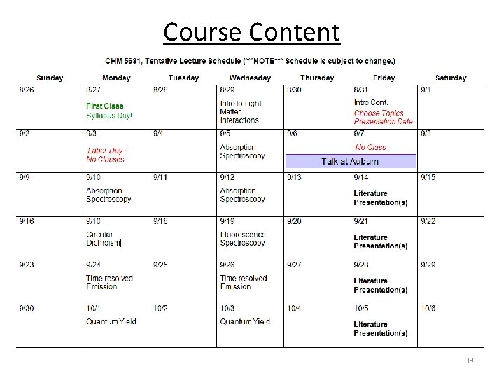 Course Content 39 