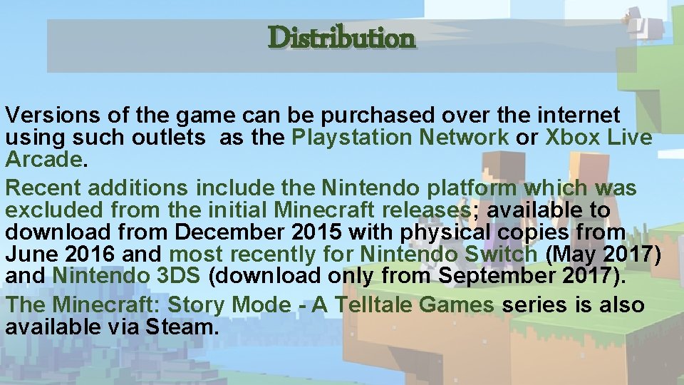 Distribution Versions of the game can be purchased over the internet using such outlets Distribution Versions of the game can be purchased over the internet using such outlets