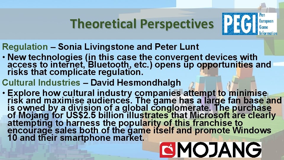 Theoretical Perspectives Regulation – Sonia Livingstone and Peter Lunt • New technologies (in this Theoretical Perspectives Regulation – Sonia Livingstone and Peter Lunt • New technologies (in this