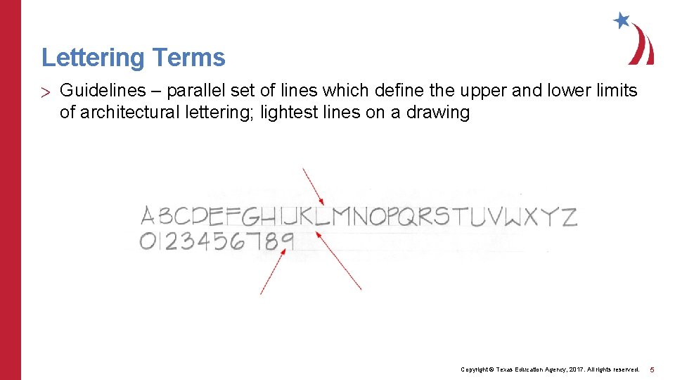 Lettering Terms > Guidelines – parallel set of lines which define the upper and