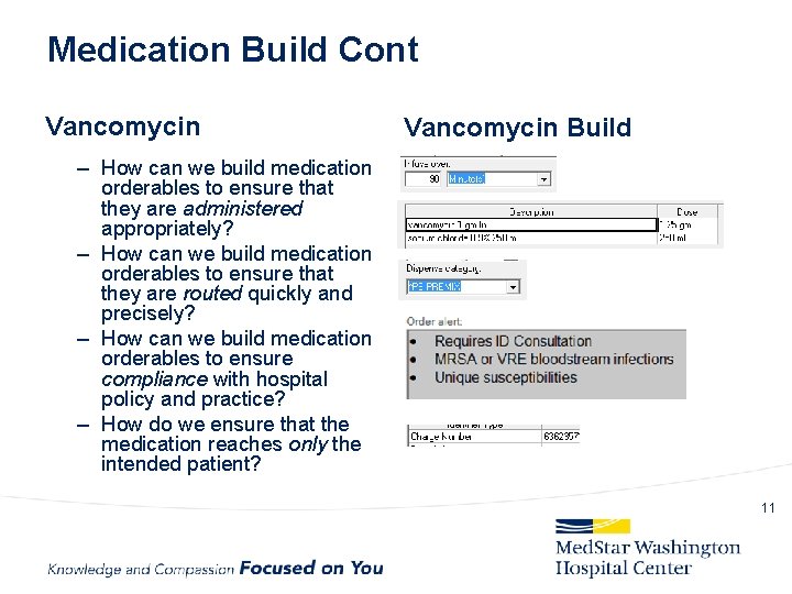 Medication Build Cont Vancomycin Build – How can we build medication orderables to ensure