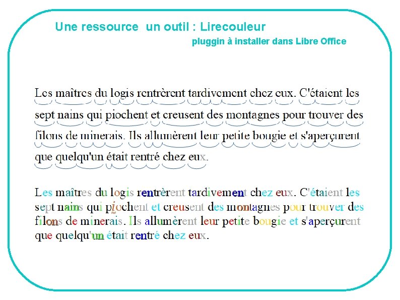  Une ressource un outil : Lirecouleur pluggin à installer dans Libre Office 
