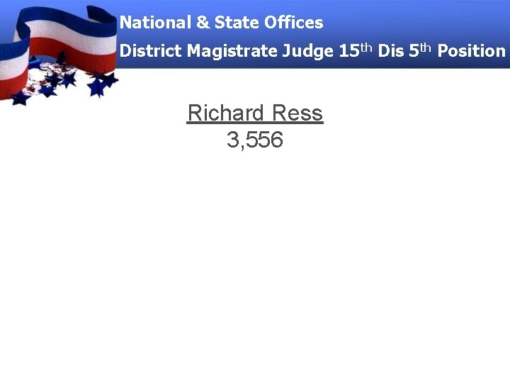 National & State Offices District Magistrate Judge 15 th Dis 5 th Position Richard