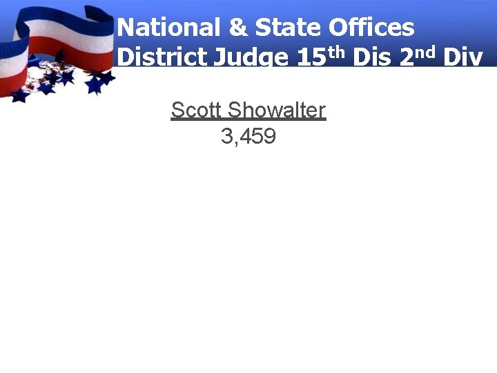 National & State Offices District Judge 15 th Dis 2 nd Div Scott Showalter