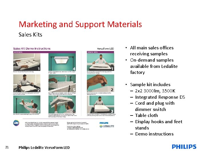 Marketing and Support Materials Sales Kits • All main sales offices receiving samples •