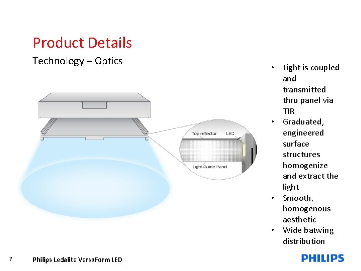 Product Details Technology – Optics 7 Philips Ledalite Versa. Form LED • Light is