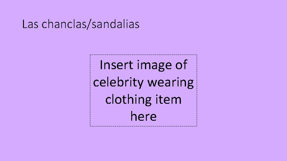 Las chanclas/sandalias Insert image of celebrity wearing clothing item here 