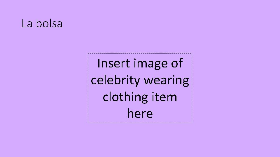 La bolsa Insert image of celebrity wearing clothing item here 