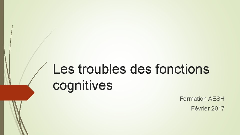 Les troubles des fonctions cognitives Formation AESH Février 2017 