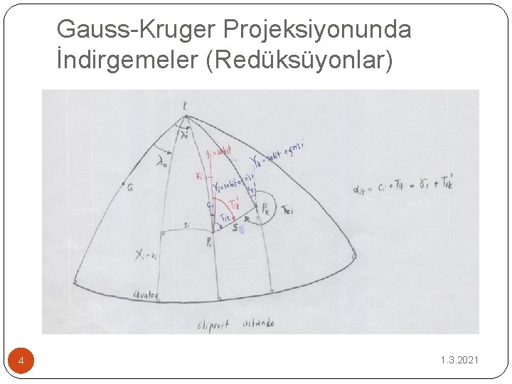 Gauss-Kruger Projeksiyonunda İndirgemeler (Redüksüyonlar) 4 1. 3. 2021 