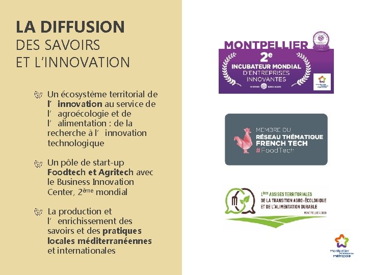 LA DIFFUSION DES SAVOIRS ET L’INNOVATION Un écosystème territorial de l’innovation au service de