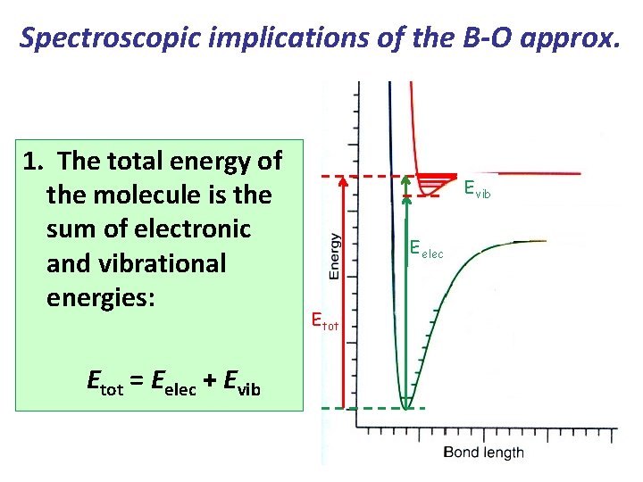 Spectroscopic implications of the B-O approx. 1. The total energy of the molecule is