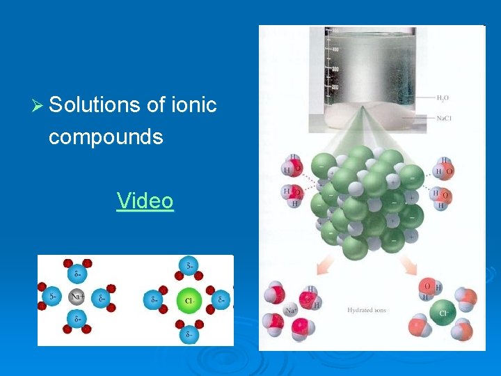Ø Solutions of ionic compounds Video 