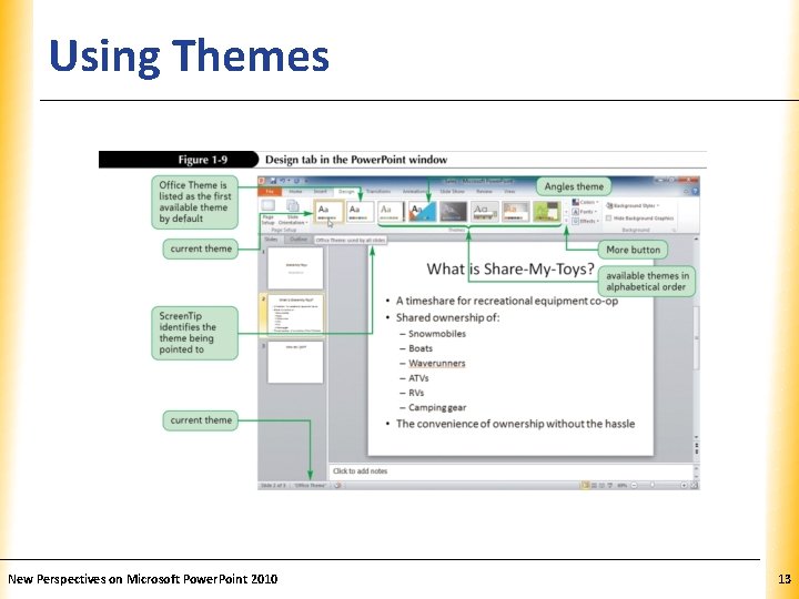 Using Themes New Perspectives on Microsoft Power. Point 2010 XP 13 