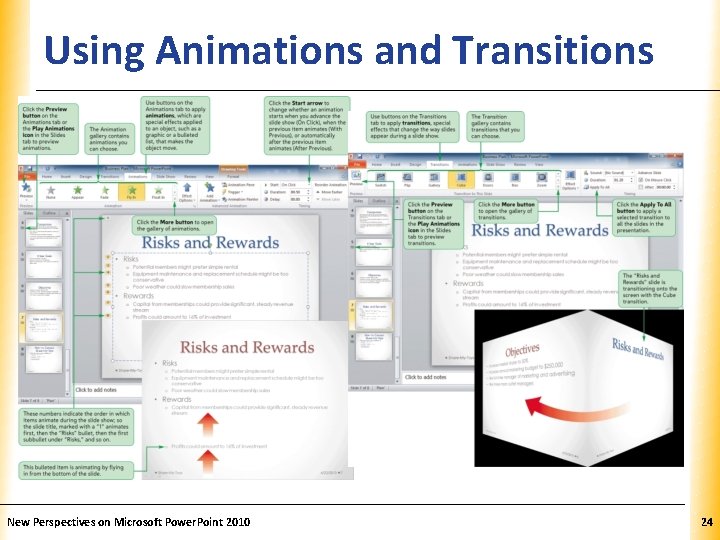 Using Animations and Transitions XP New Perspectives on Microsoft Power. Point 2010 24 