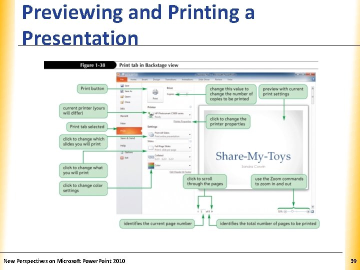 Previewing and Printing a Presentation New Perspectives on Microsoft Power. Point 2010 XP 39