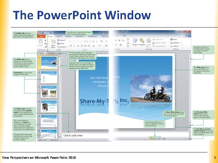 The Power. Point Window New Perspectives on Microsoft Power. Point 2010 XP 5 