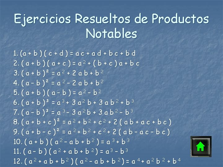 Ejercicios Resueltos de Productos Notables 1. (a + b ) ( c + d