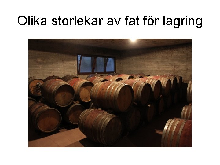 Olika storlekar av fat för lagring 
