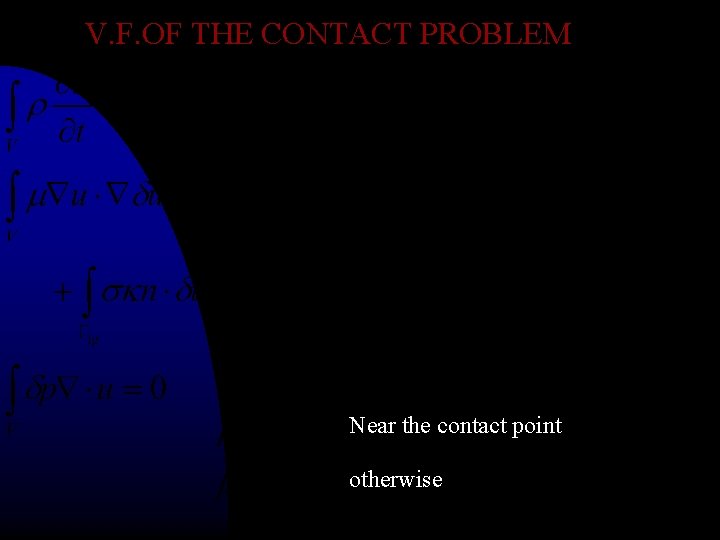 V. F. OF THE CONTACT PROBLEM Near the contact point otherwise 
