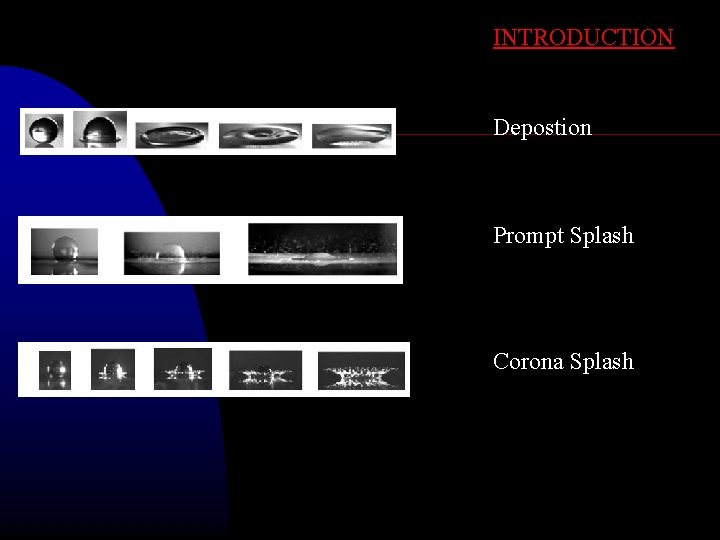 INTRODUCTION Depostion Prompt Splashd Corona Splashd 