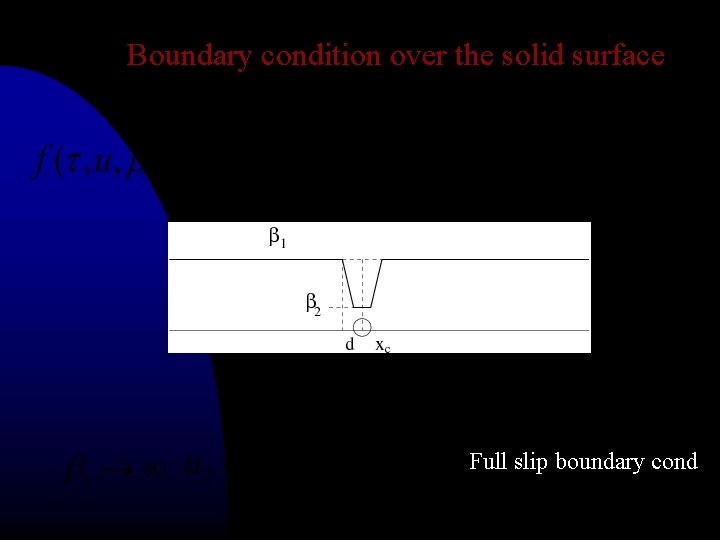 Boundary condition over the solid surface Full slip boundary cond 