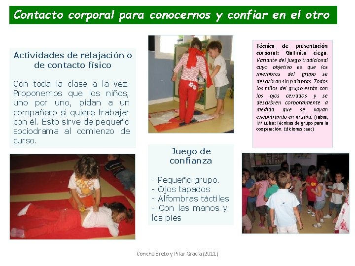 Contacto corporal para conocernos y confiar en el otro Técnica de presentación corporal: Gallinita Contacto corporal para conocernos y confiar en el otro Técnica de presentación corporal: Gallinita