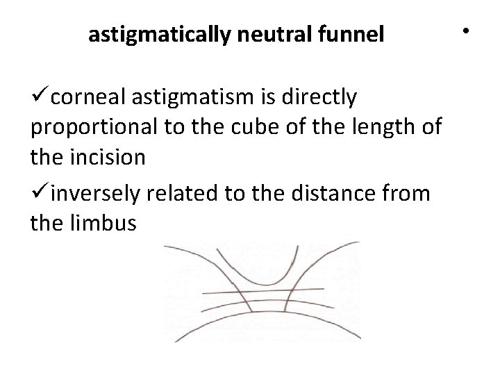 astigmatically neutral funnel ücorneal astigmatism is directly proportional to the cube of the length