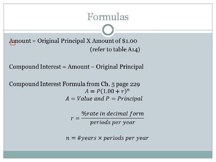 Formulas � 