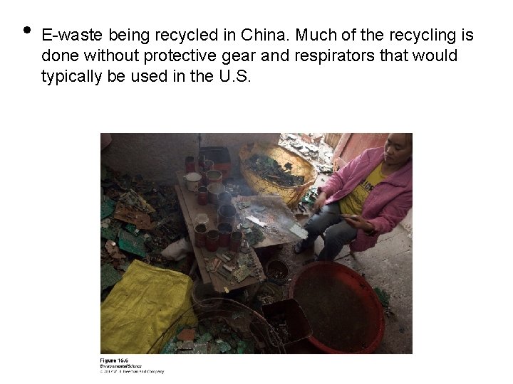  • E-waste being recycled in China. Much of the recycling is done without