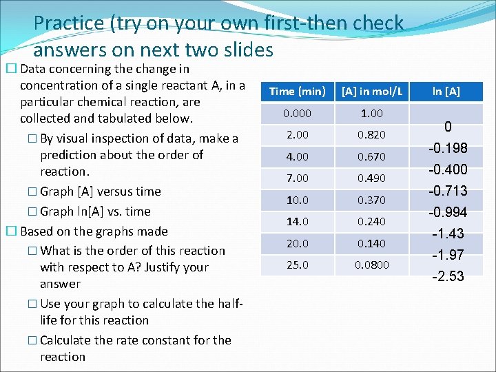 Practice (try on your own first-then check answers on next two slides � Data