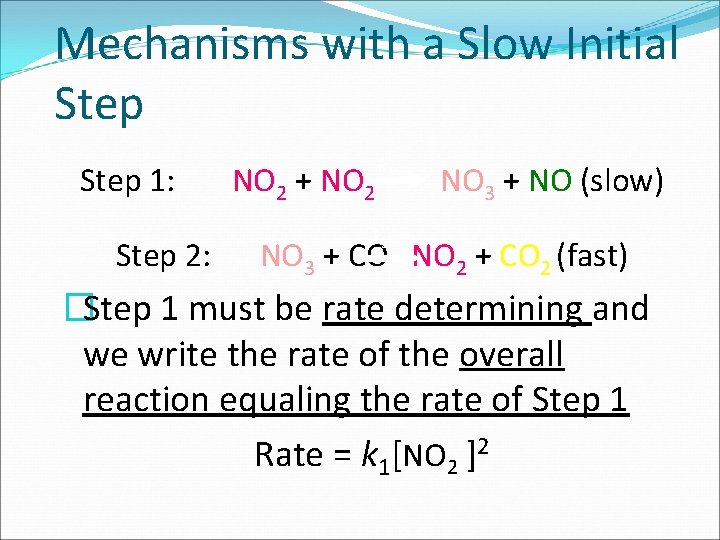 Mechanisms with a Slow Initial Step 1: Step 2: NO 2 + NO 2