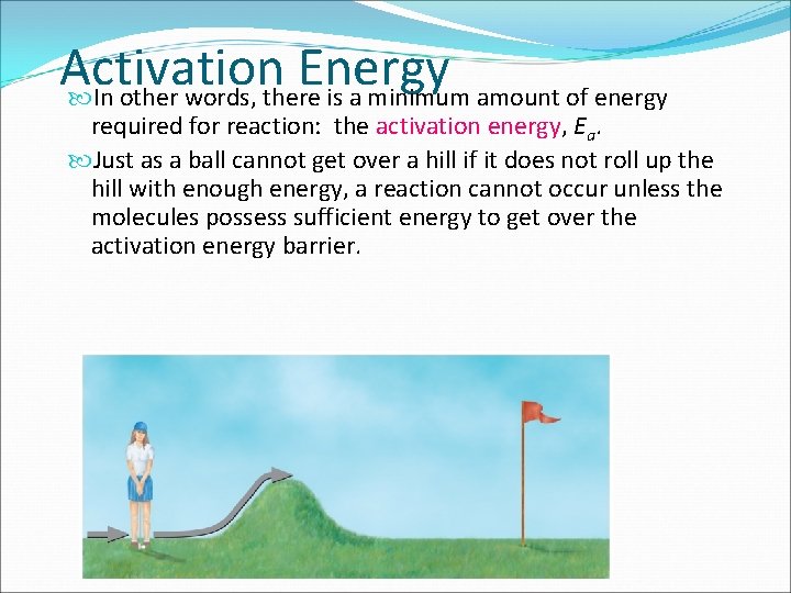 Activation Energy In other words, there is a minimum amount of energy required for