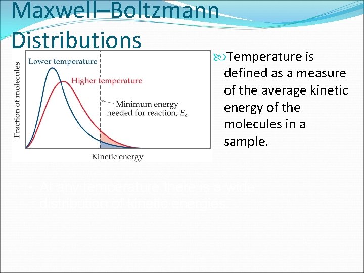 Maxwell–Boltzmann Distributions Temperature is defined as a measure of the average kinetic energy of