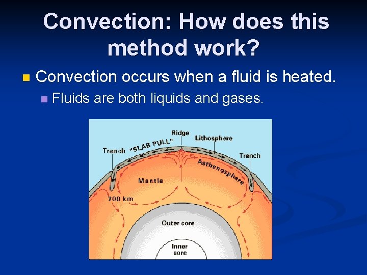 Convection: How does this method work? n Convection occurs when a fluid is heated.