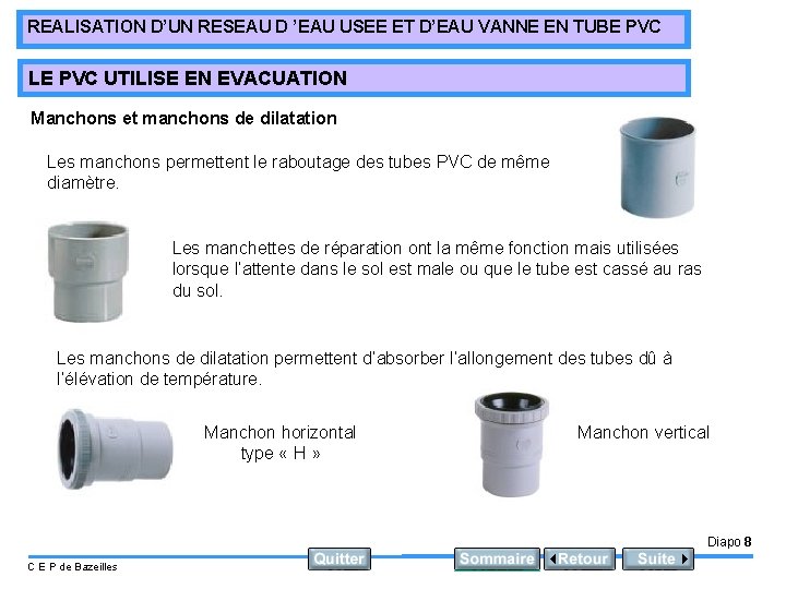 REALISATION D’UN RESEAU D ’EAU USEE ET D’EAU VANNE EN TUBE PVC LE PVC