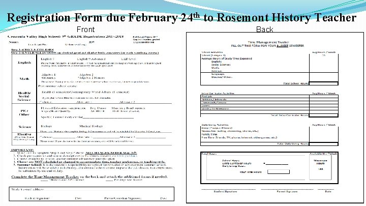 Registration Form due February 24 th to Rosemont History Teacher Front Back 