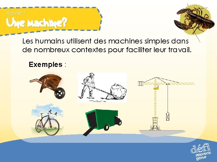 Activité 1 Une machine? Les humains utilisent des machines simples dans de nombreux contextes