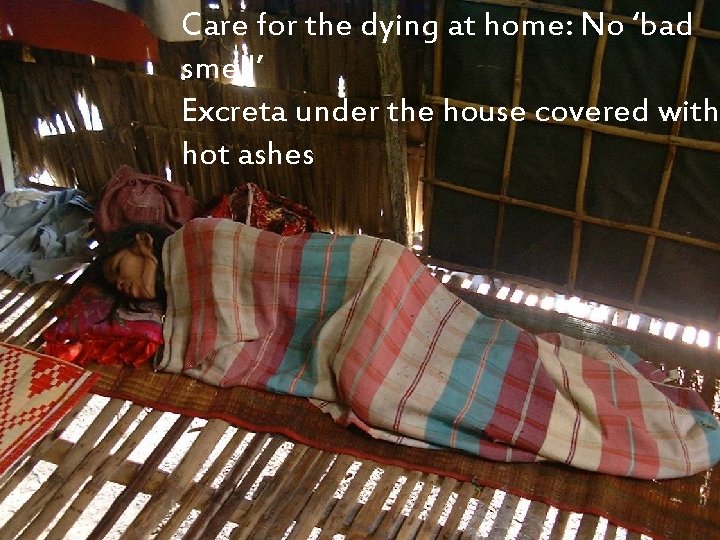 Care for the dying at home: No ‘bad smell’ Excreta under the house covered