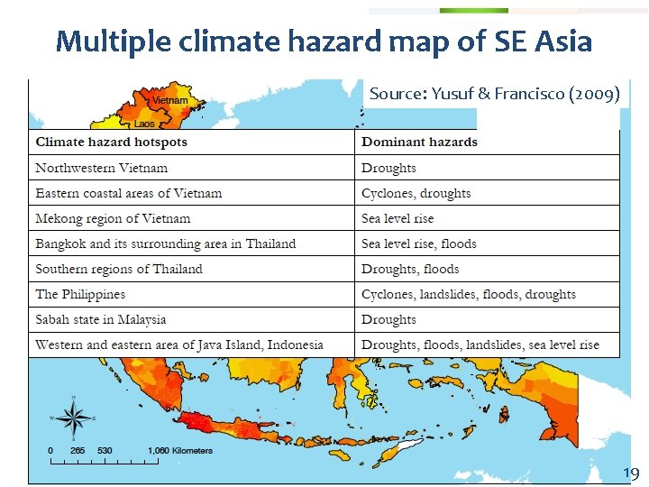 Multiple climate hazard map of SE Asia Source: Yusuf & Francisco (2009) 19 