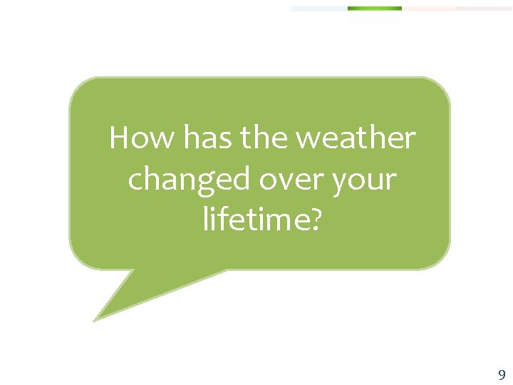 How has the weather changed over your lifetime? 9 