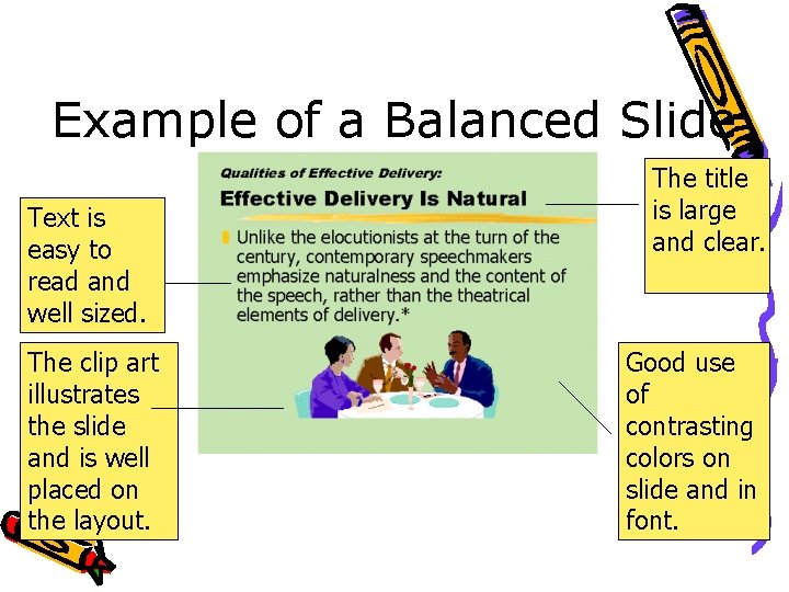 Example of a Balanced Slide Text is easy to read and well sized. The