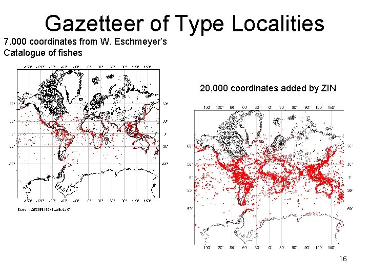 Gazetteer of Type Localities 7, 000 coordinates from W. Eschmeyer’s Catalogue of fishes 20,