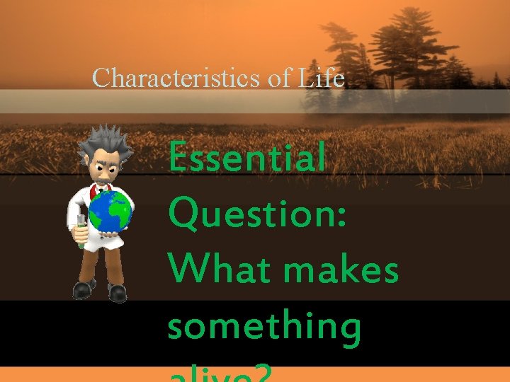 Characteristics of Life Essential Question: What makes something 