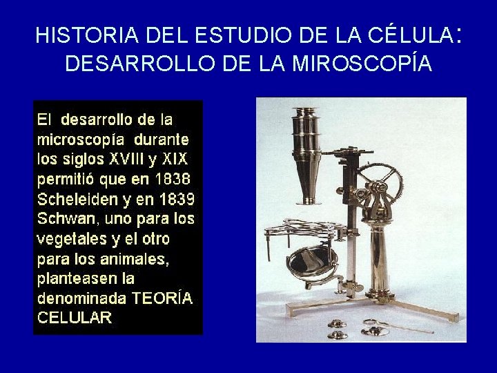 HISTORIA DEL ESTUDIO DE LA CÉLULA: DESARROLLO DE LA MIROSCOPÍA 
