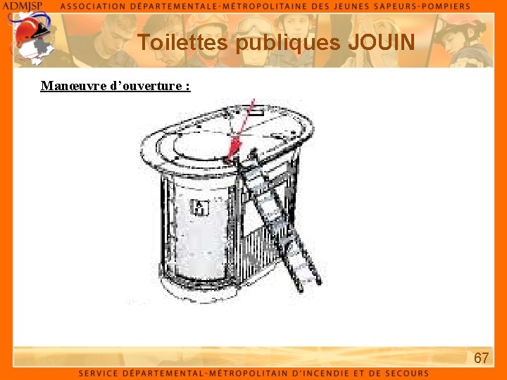 Toilettes publiques JOUIN Manœuvre d’ouverture : 67 Toilettes publiques JOUIN Manœuvre d’ouverture : 67