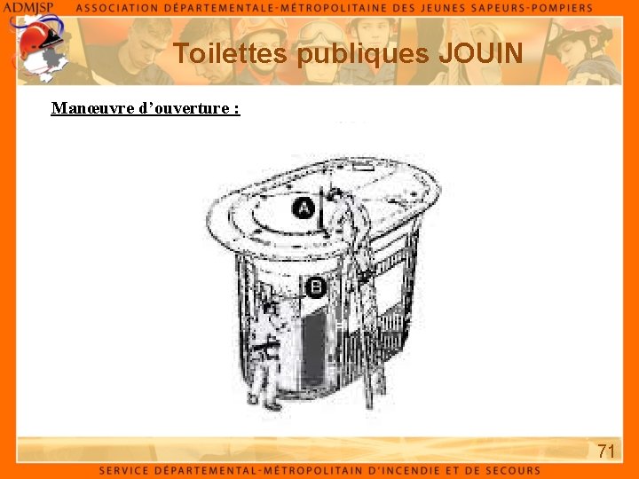 Toilettes publiques JOUIN Manœuvre d’ouverture : 71 Toilettes publiques JOUIN Manœuvre d’ouverture : 71